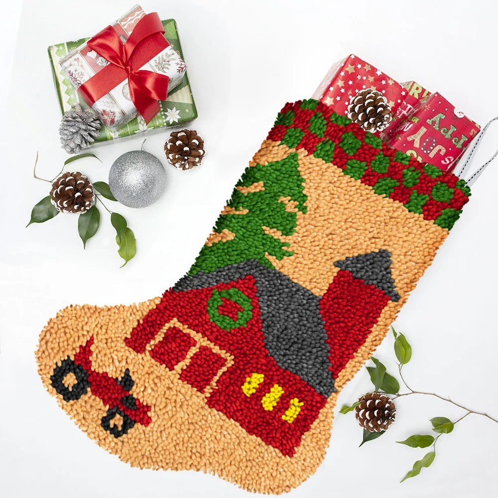 

latch hook kit Christmas series socks Home decoration Rug with Preprinted Canvas Pattern knotted carpet kit crochet carpet