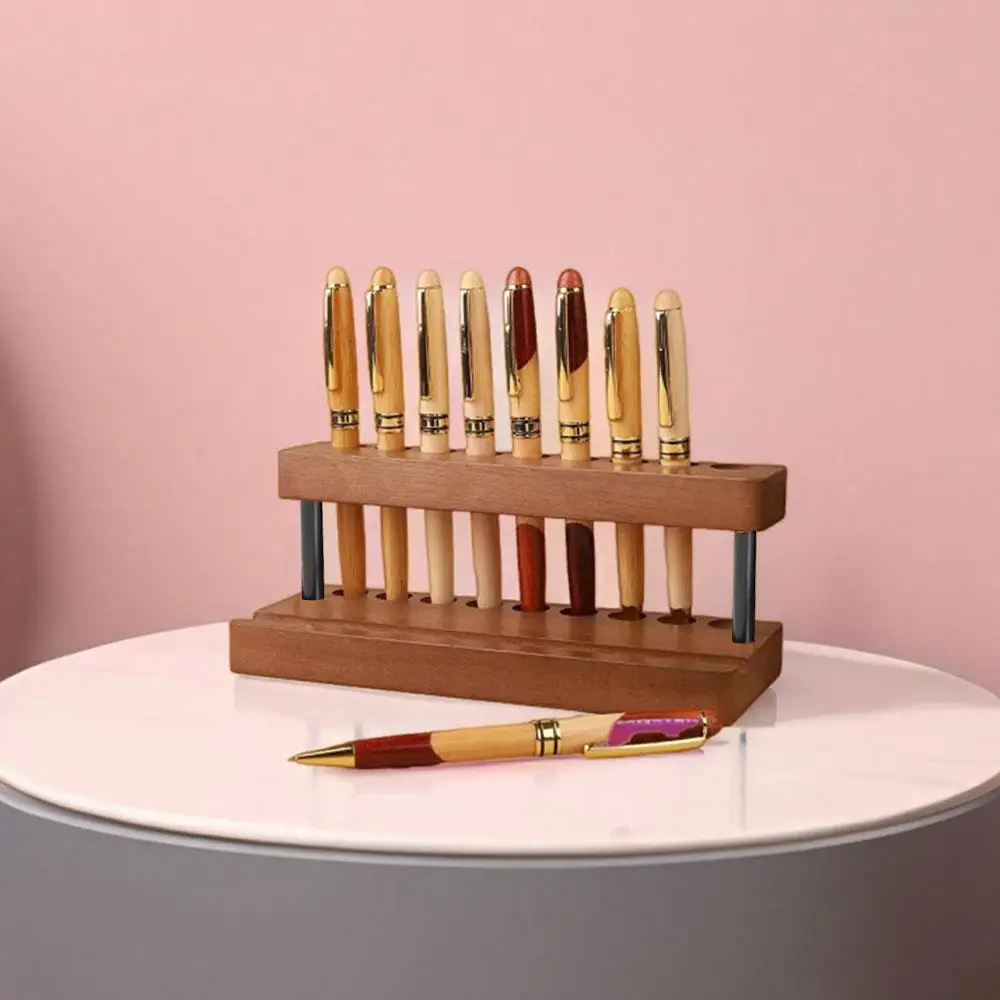 1PC Walnut Wood Pen Holder Desk Organizer Phone Stand Storage Retro Wooden Pen Holder Desk Stationery Pen Storage Phone Holder