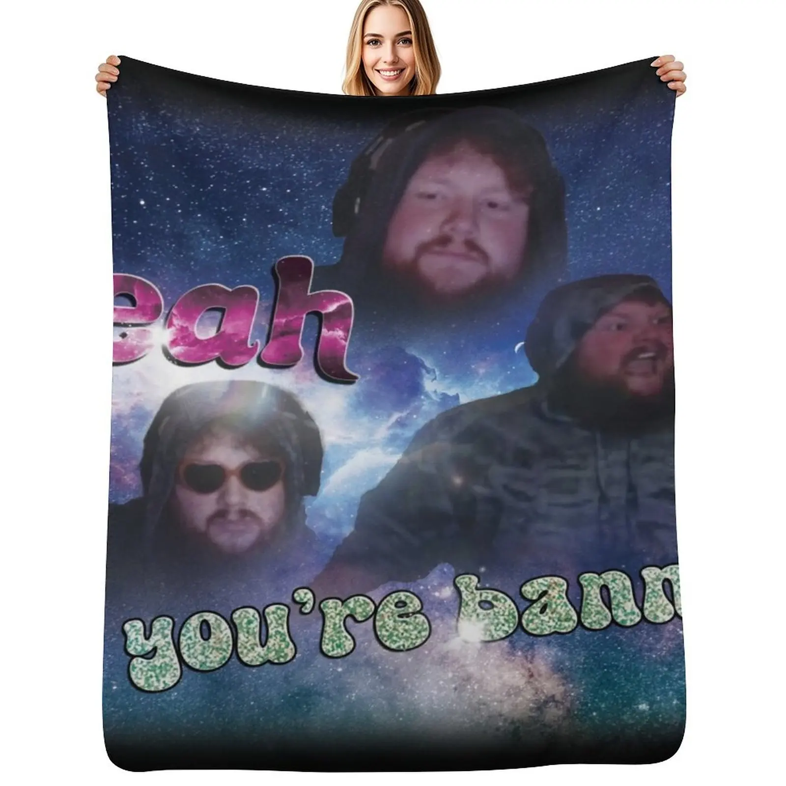 

Caseoh banned me and all I got was this shirt Throw Blanket Plush Hairys Luxury Designer valentine gift ideas Blankets