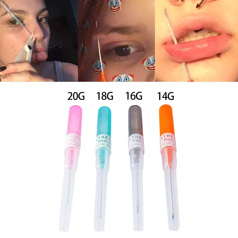 

1-4pcs Body Piercing Needles Catheter Cannula Tools Kit Surgical Steel Sterilized Tattoo Needle Nose Lip Jewelry 14G 16G 18G 20G