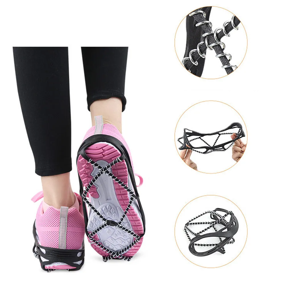 

1Pair Snow Cleats for Shoes Ice Traction Devices Lightweight Anti-Slip Crampons for Hiking Hunting Fishing Secure Fit on Icy