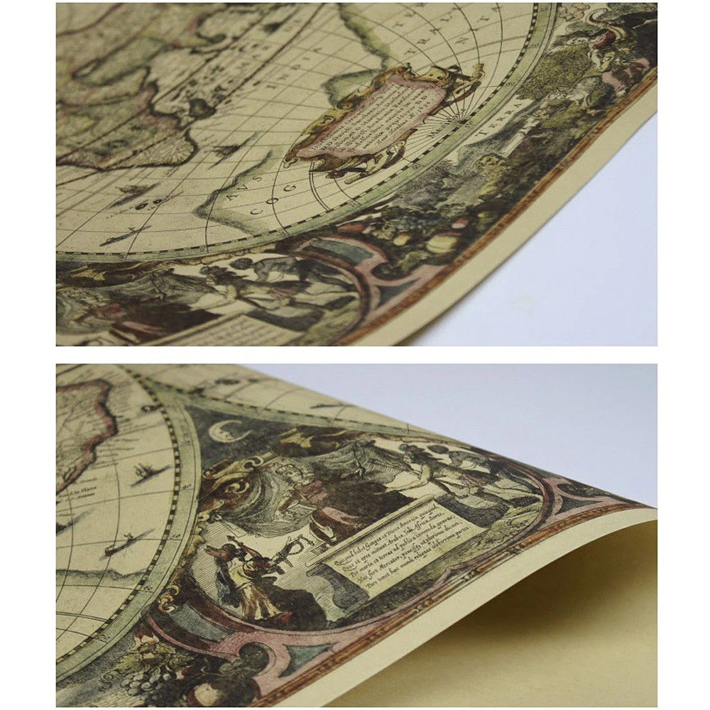 Retro World Map Nautical Ocean - đánh giá và giá Star Map Poster