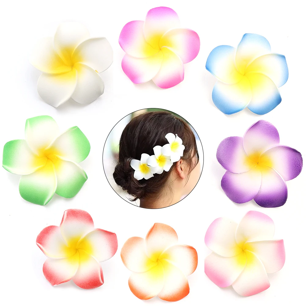

10Pcs/lot 5-7cm Foam Frangipani Flowers Hawaiian Colorful Artificial Flower for DIY Wreath Headwear Wedding Home Decor Supplies