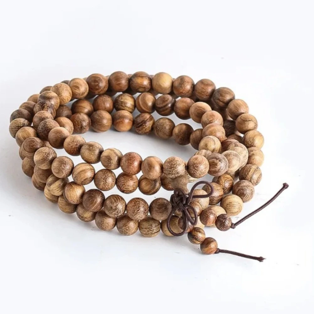 Natural Walnut Wood Spacer Bracelet Strings Men Women Healing Amulet Jewelry Buddhism Prayer Chanting Meditation Rosary Beads