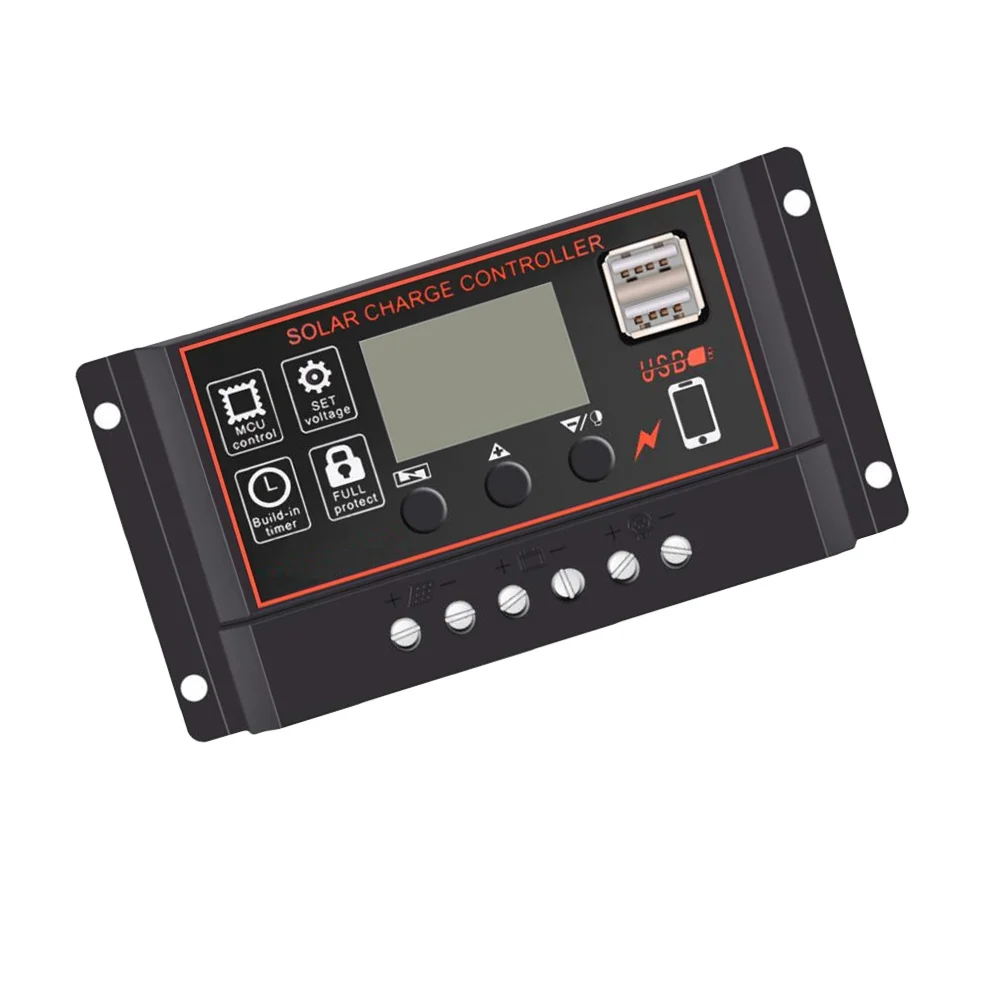 

30a Solar Charge Controller 12V 24V Auto LCD Display Pwm Dual USB Regulator Solar Panel Controller Stable Operation