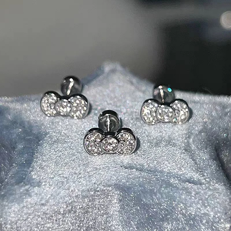 Boucles d'oreilles à vis en diamant brillant pour femmes et filles, petit clou doux, document en argent, accessoires de bijoux de fête, exquis, mignon