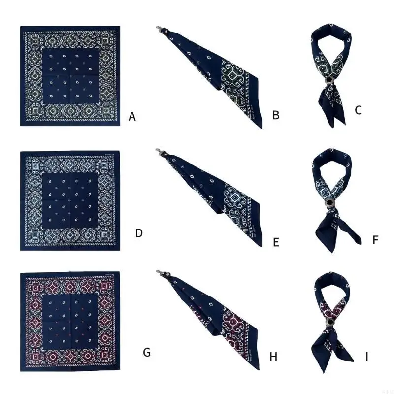 634C Ethnic Bandanas Soft Square Handkerchief for Fashionable Headwraps and Pet Accessories Outdoor Activity Bandana