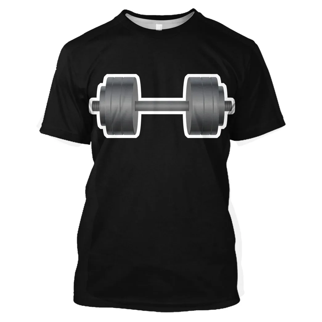 Jumeast Men 3D Graphic Tees Oversized Printed T Shirts For Men Clothing Harajuku Street Running Wear Anime Dumbbells Gym Tops