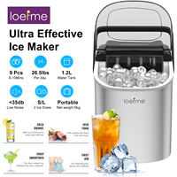 LOEFME Portable Mini Fully Automatic Bullet Shaped Ice Maker 12kg/24h 6 Minutes/9pcs Ice Cubes W/ Scoop Professional Ice Machine