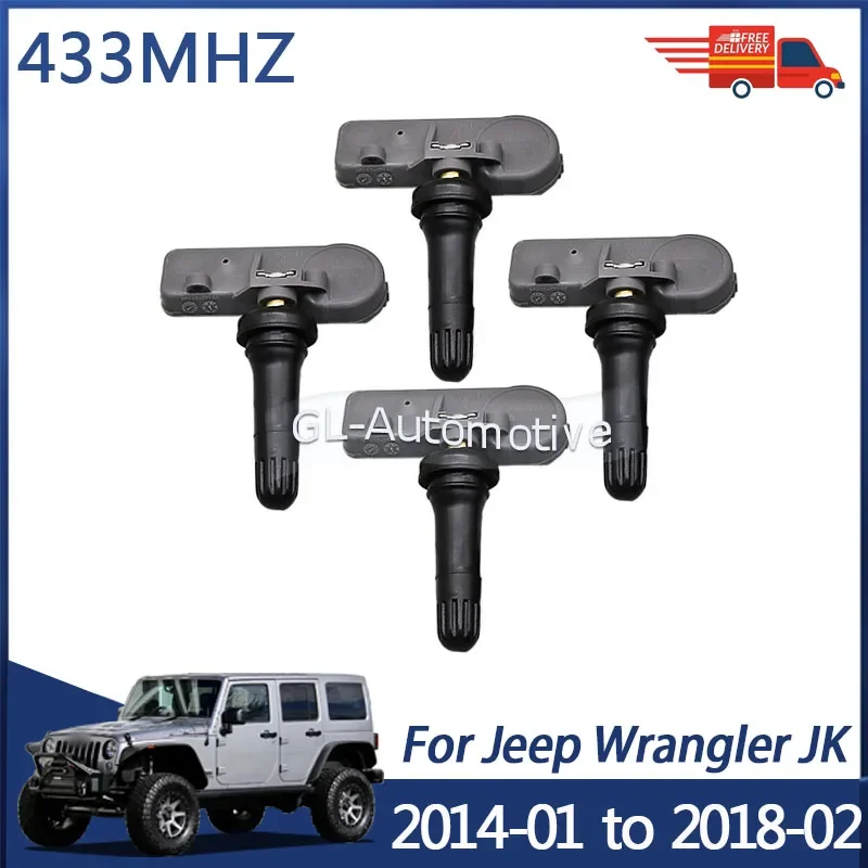 

4 шт. датчик TPMS датчик давления в шинах для Jeep Wrangler JK 2014-2018 433 МГц 68241067AB 68241067AA