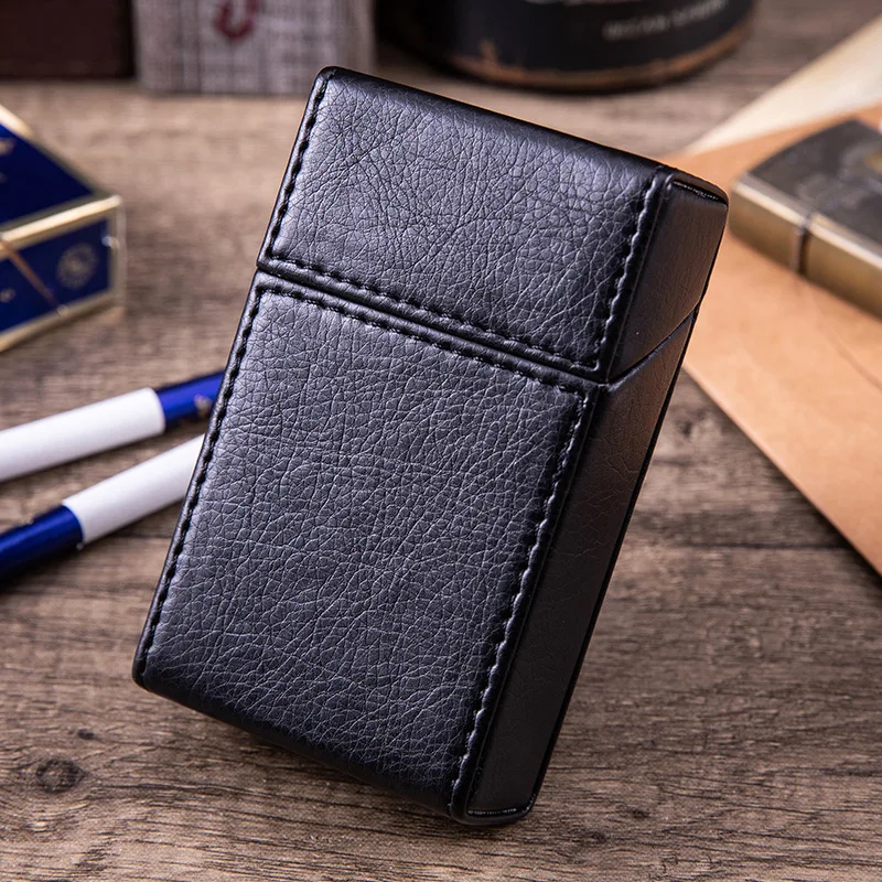 20 Cigarettes PU Leather Storage Box Anti-pressure and Anti-wrinkle Cigarette Case Smoking Accessories Men Gift