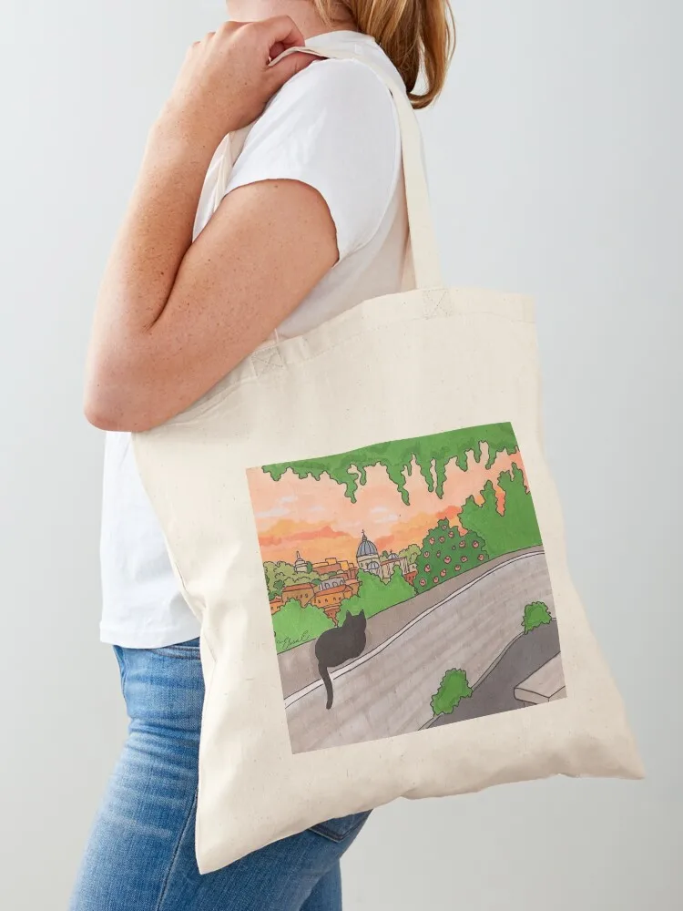 

Journal of a Cat in Rome - Gianicolo Tote Bag cute pouch bag supermarket folding bag reusable shopping Big women