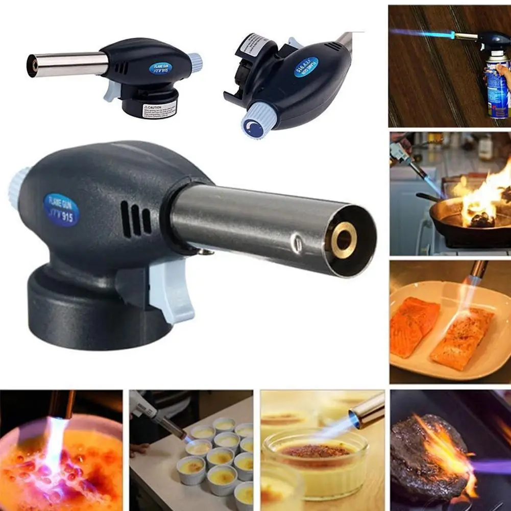 BBQ Welding Gas Torch Flame Gun Burner Nozzle Flamethrower Butane Burner Outdoor Camping Brazing Torch Kitchen Cooking Burner