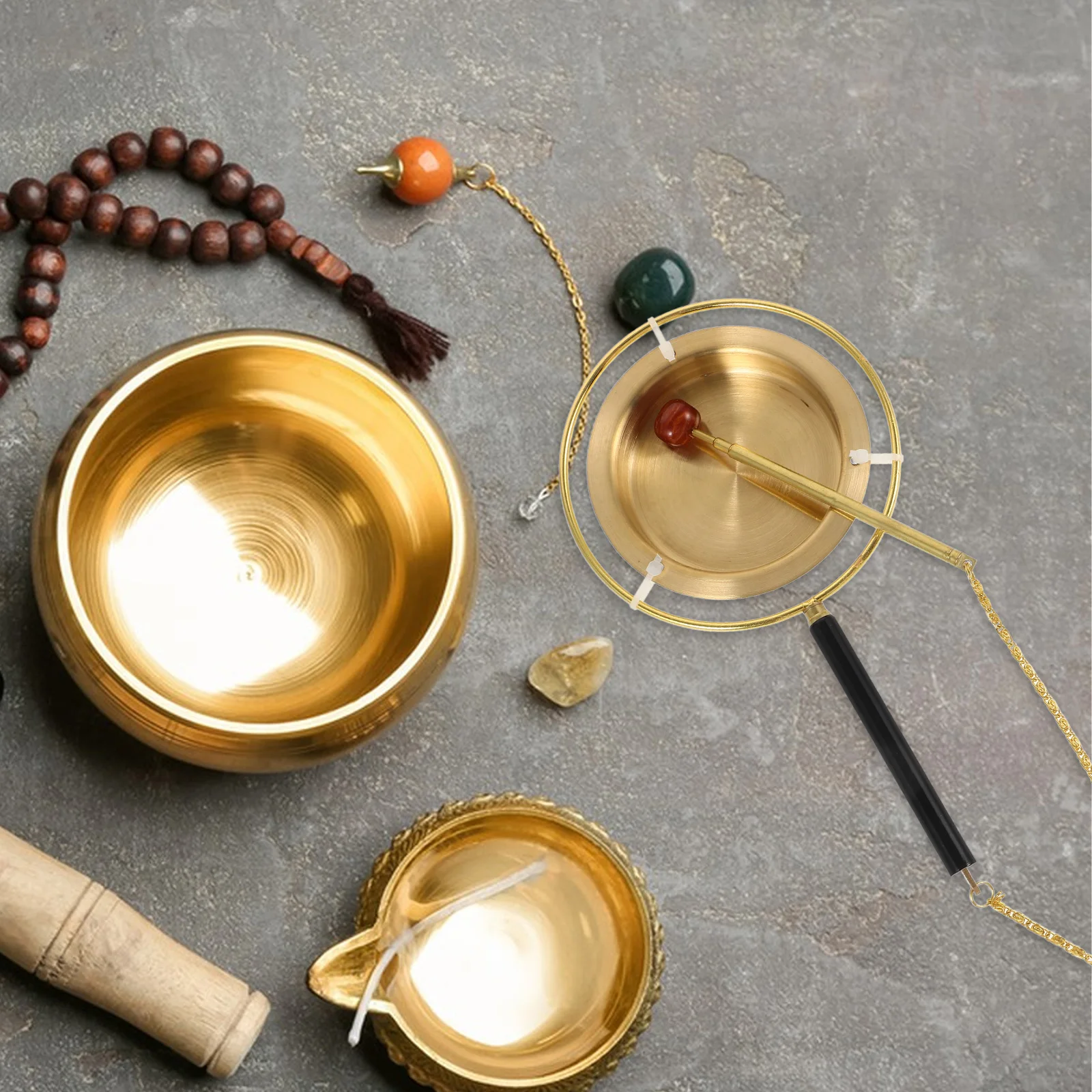 

Portable Brass Yin Qing Bell Temple Instrument Craft Gift Handbell Ornament Dharma Ritual Utensil Vintage Chime