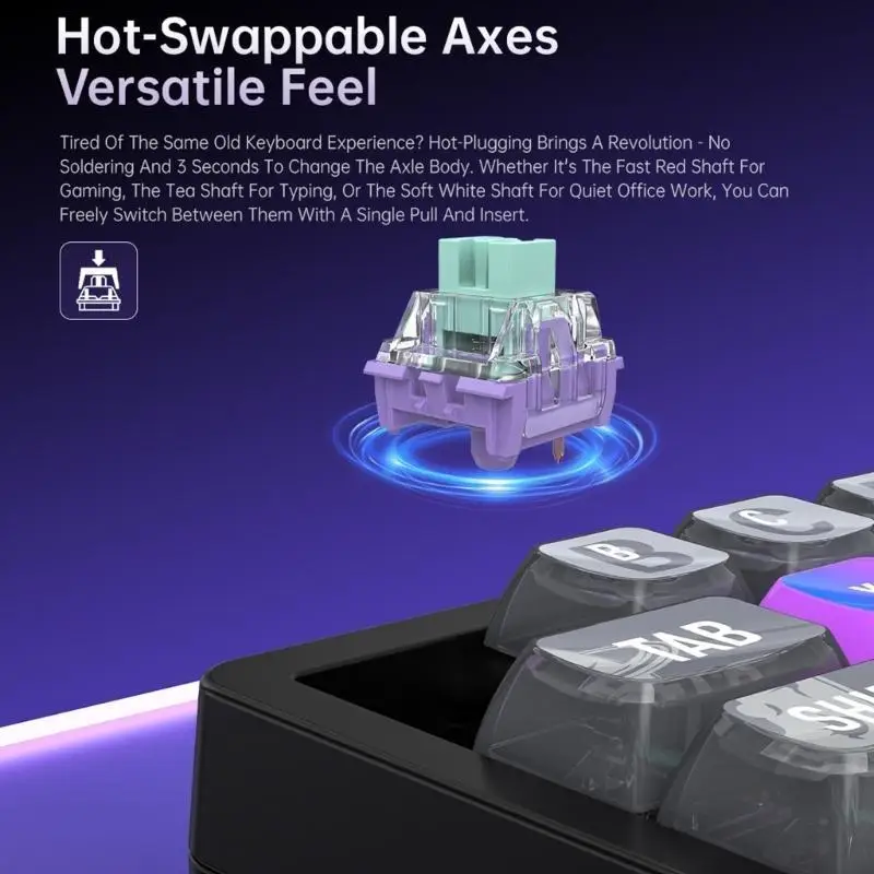 Y1UB Programmable Wireless Keyboard Color Lighting Effects Optimized Stabilizers Anti Ghosting