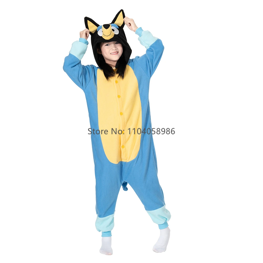 Animal Kigurumi Costume Halloween Onesie Blue Dog For Women Men Adult Kids Pyjamas Cartoon Pajama Cosplay Party Homewear