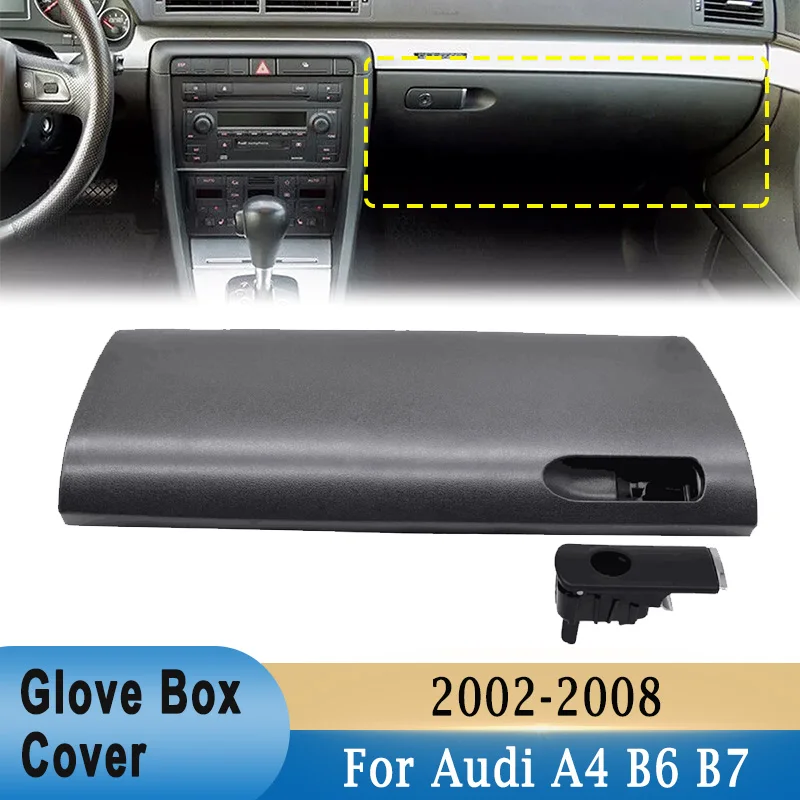 8E1857124 Front Glove Box Door Lid Cover Replacement for Audi A4 B6 B7 2002-2008 Interior Cash Storage Box Tray Cover Black