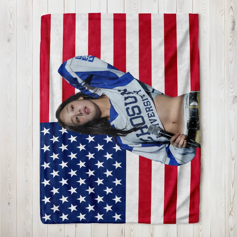 130x150cm  M-MinjiS Bunnie American Flag blanket  New Kpop Jeans Gift Funny   Four Grommets For College Dorm Room Guys Bedroom