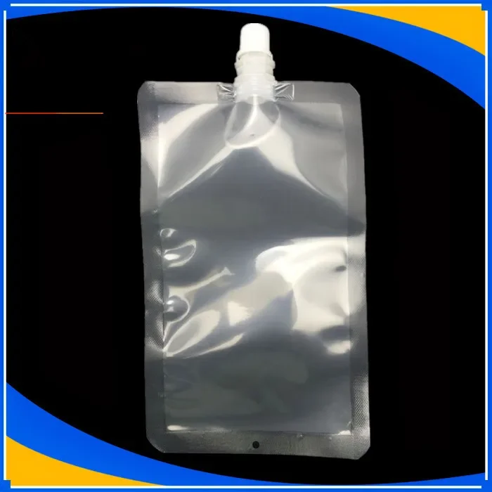 12*20cm 300ml 100Pcs/ Lot Jelly Liquid Milk Clear Plastic Empty Spout Pack Bag Drinking Juice Wine PE Poly Spout Storage Pouch