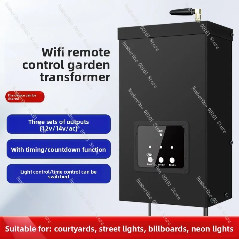 120V Input 12V/14V Output Low Voltage Garden Landscape Light Transformer Built-in Photocell Sensor & Timer Control