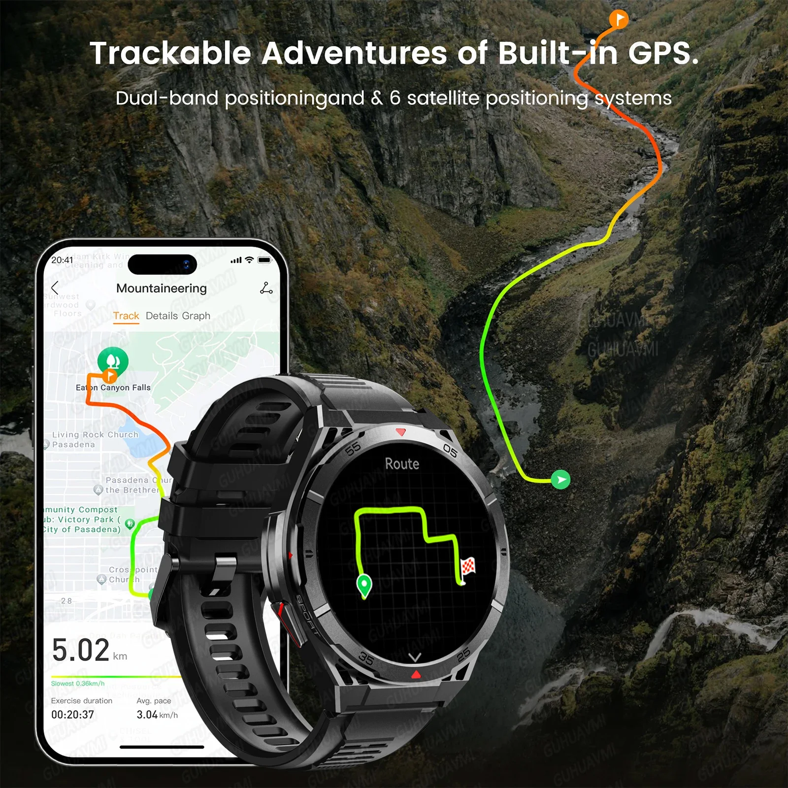 2025New Dual-Band Satellite GPS Sports Smart Watch Men 1.43'' AMOLED Screen Compass 30 Meters Waterproof Swimming Smart Bracelet