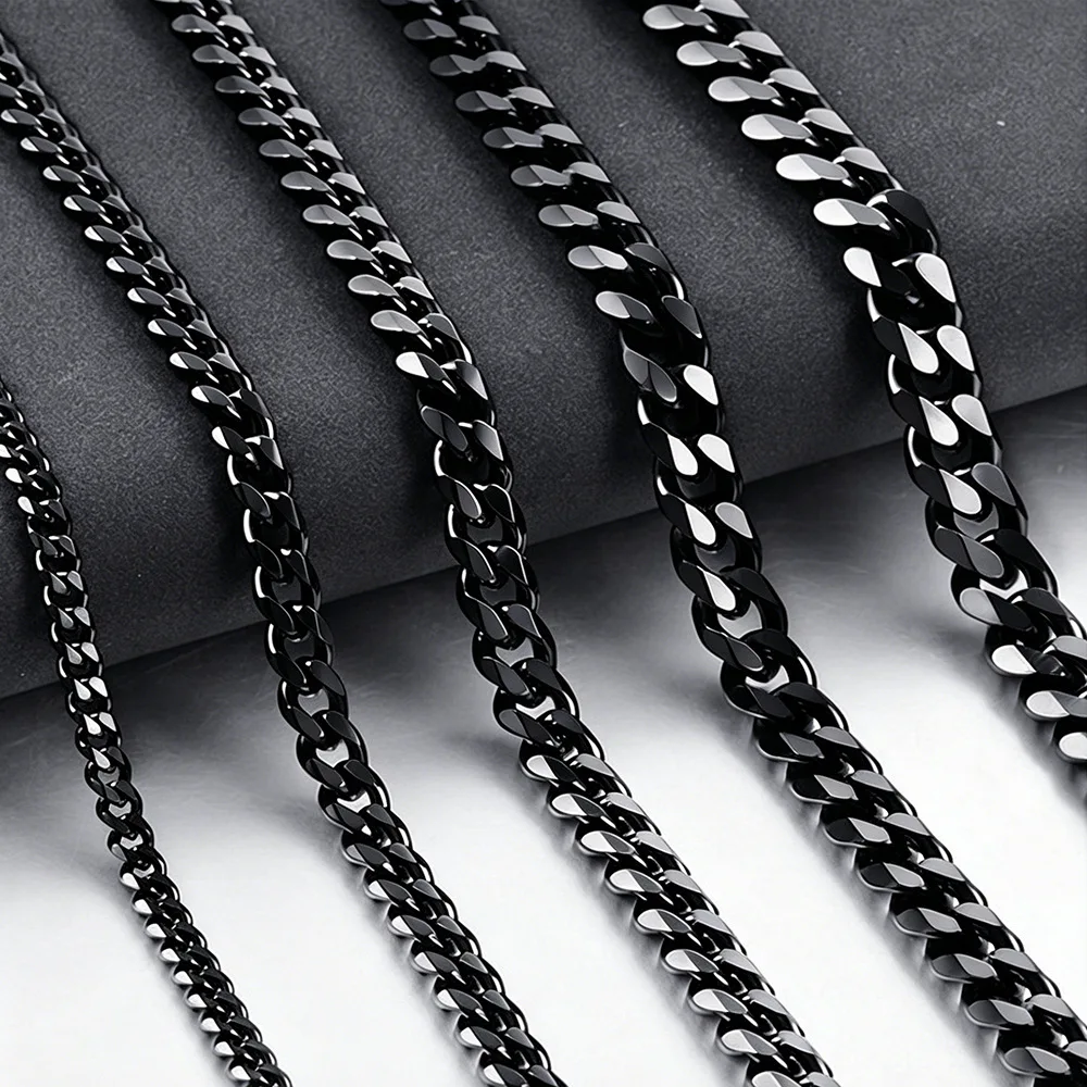 3mm Herren Kubanische Kette Halskette Einfache Edelstahl Halskette Mode Titan Stahl Schmuck Trend Zubehör Geschenk
