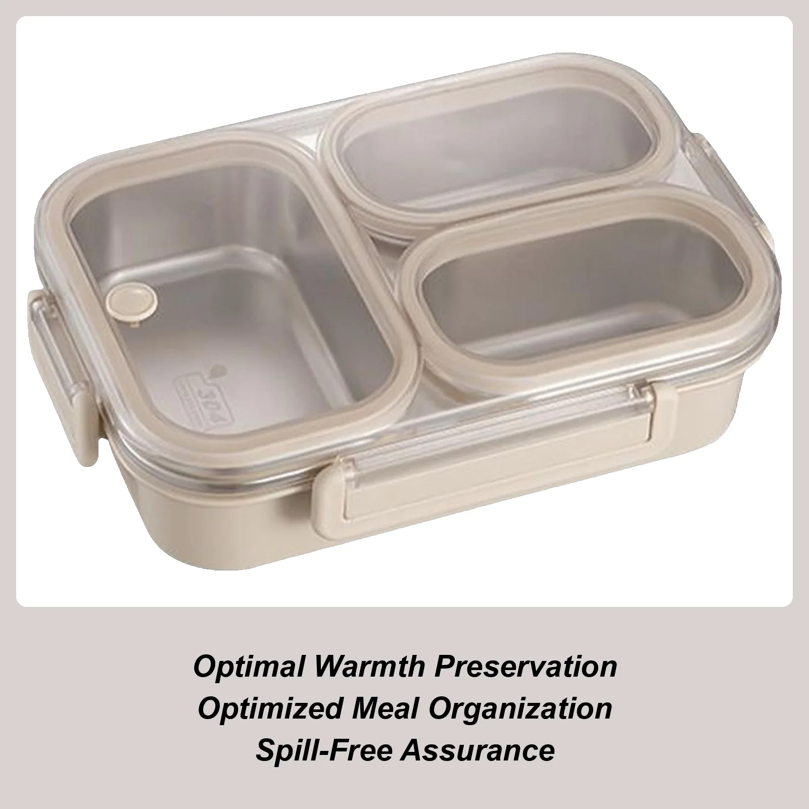 

Lunch Containers For Kids Stainless Steel Snack Holder 3-Divider Leak Proof Food Holder For Kids Meal Prep Picnic Work Car