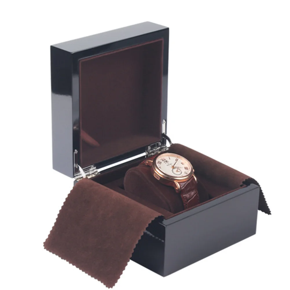 

Wooden Watch Box Varnish Finish Large Capacity For Men'S Watches Storage Flannelette Lined Display