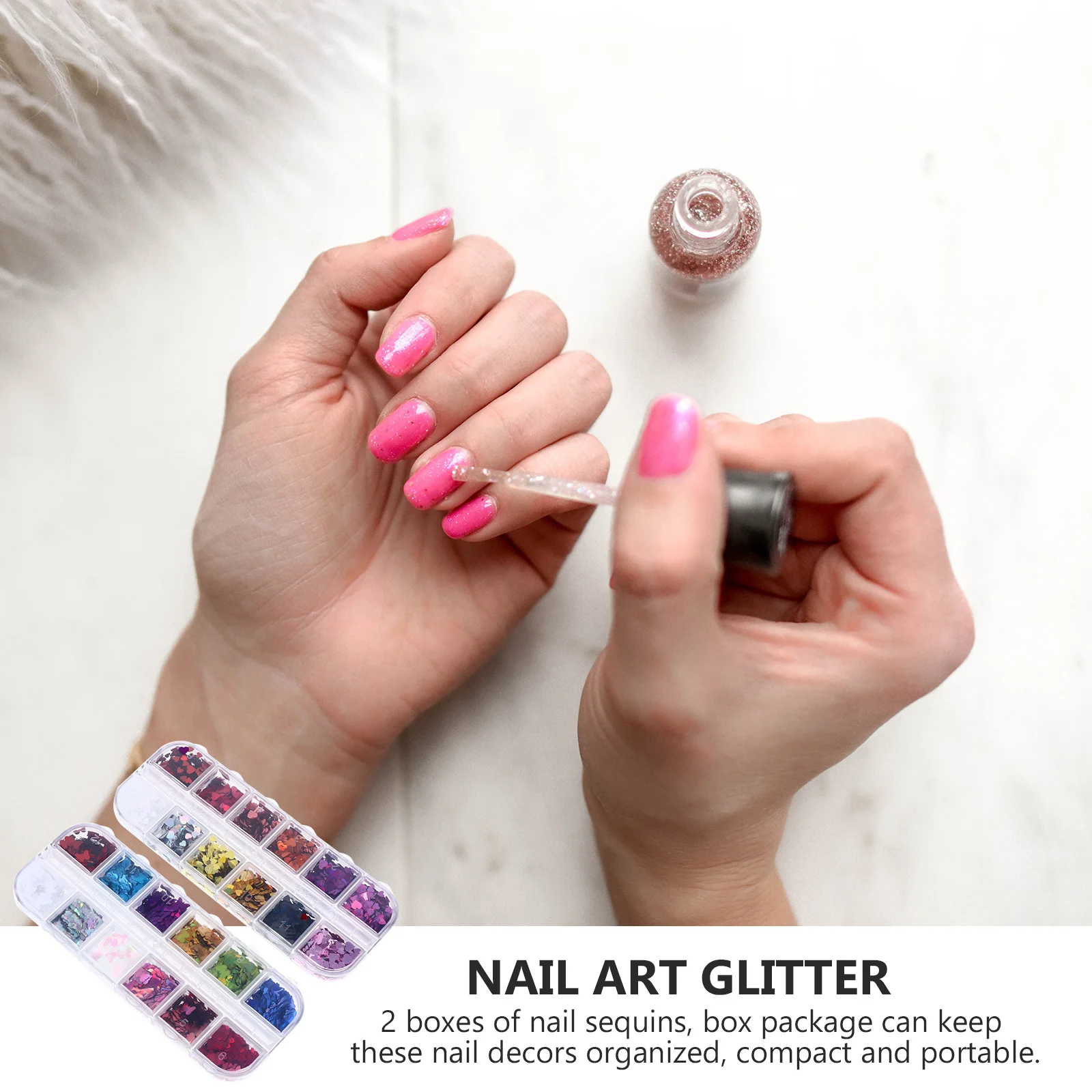 2 Boxen herzförmige Nail Art Pailletten, ultradünn, glitzernd, Maniküre-Zubehör, tragbare Nageldekoration für Frauen, Maniküre-Pailletten