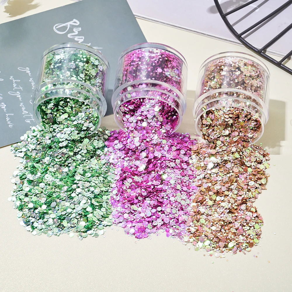 1 barattolo di polvere altamente abbagliante Evidenzia flash Polvere glitter riflettente di cristallo rotto Net1g Paillettes olografiche brillanti per nail art