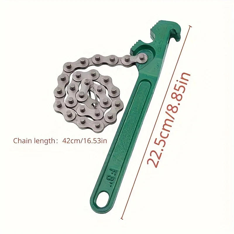 Heavy Duty Adjustable Chain Wrench with Ergonomic Handle Steel Body for Oil Filter and Pipe Fitting Removal Work - view 6