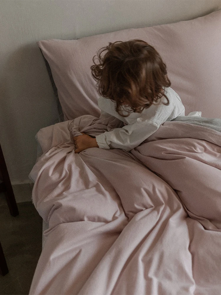 Baby Level a Pure Color Knitted Cotton Bedding Set Tee Piece eet Cover Duvet Cover Bedding Set Four Piece Knitted Cotton