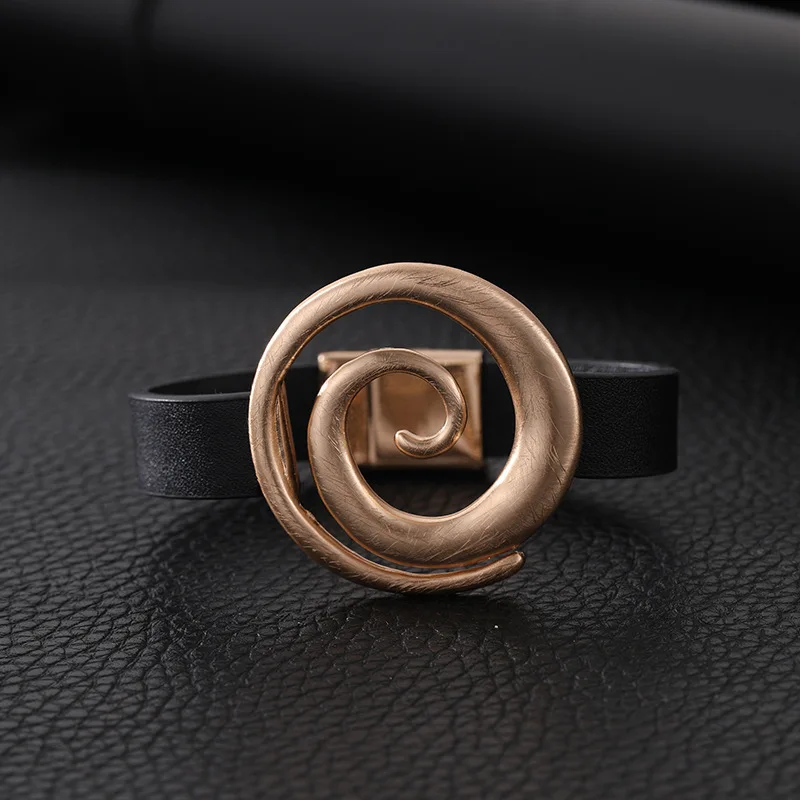 Minimal ausgehöhlte Armbänder aus gebürstetem Faden, Legierung für Damen, OL, hochwertiges Lederarmband, Charm-Schmuck – Detail 4