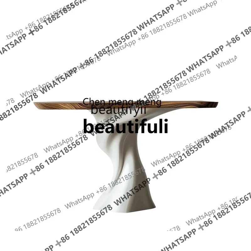 

X Q Minimal light luxury solid wood entrance table against the wall, high-end entrance platform, creative art end platform