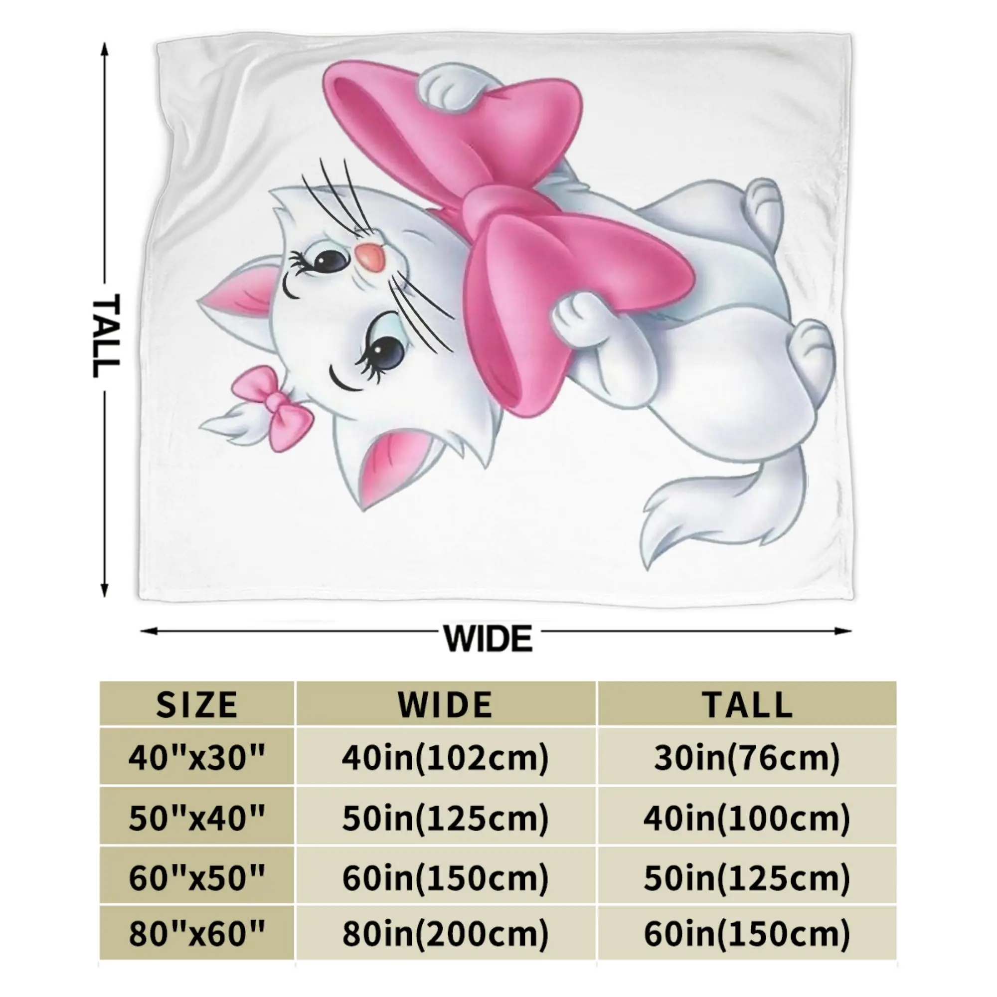 Marie Cat   Cartoon Cat Wool Blanket Customized Throw Blanket for Bed Sofa Couch 150*125cm Quilt,