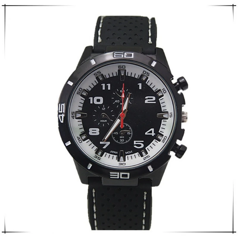 Kegllect-ساعة كوارتز بحزام مطاطي للرجال ، عين ثلاثية وهمية ، ساعات رياضية