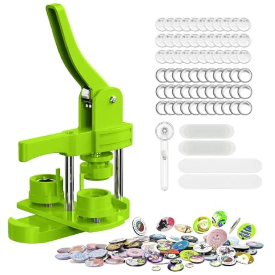 

32mm Button Maker Kit 1.25 Inch Button Maker Pin Badge Press Machine with 100PCS Supply Parts and Circle Cutter and Cutting Mat
