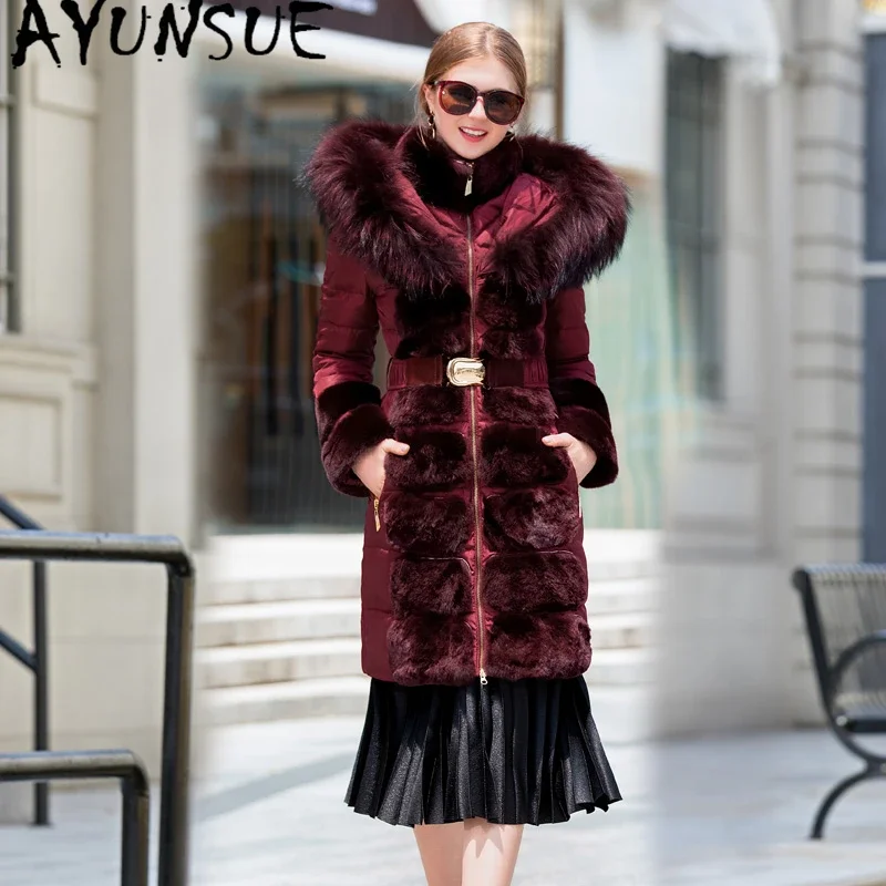 AYUNSUE Women's Down Jacket Woman Puffer Winter Jacket Women Clothes 2020 Natural Raccoon Fur Collar Coat Female Warm Parka 8522