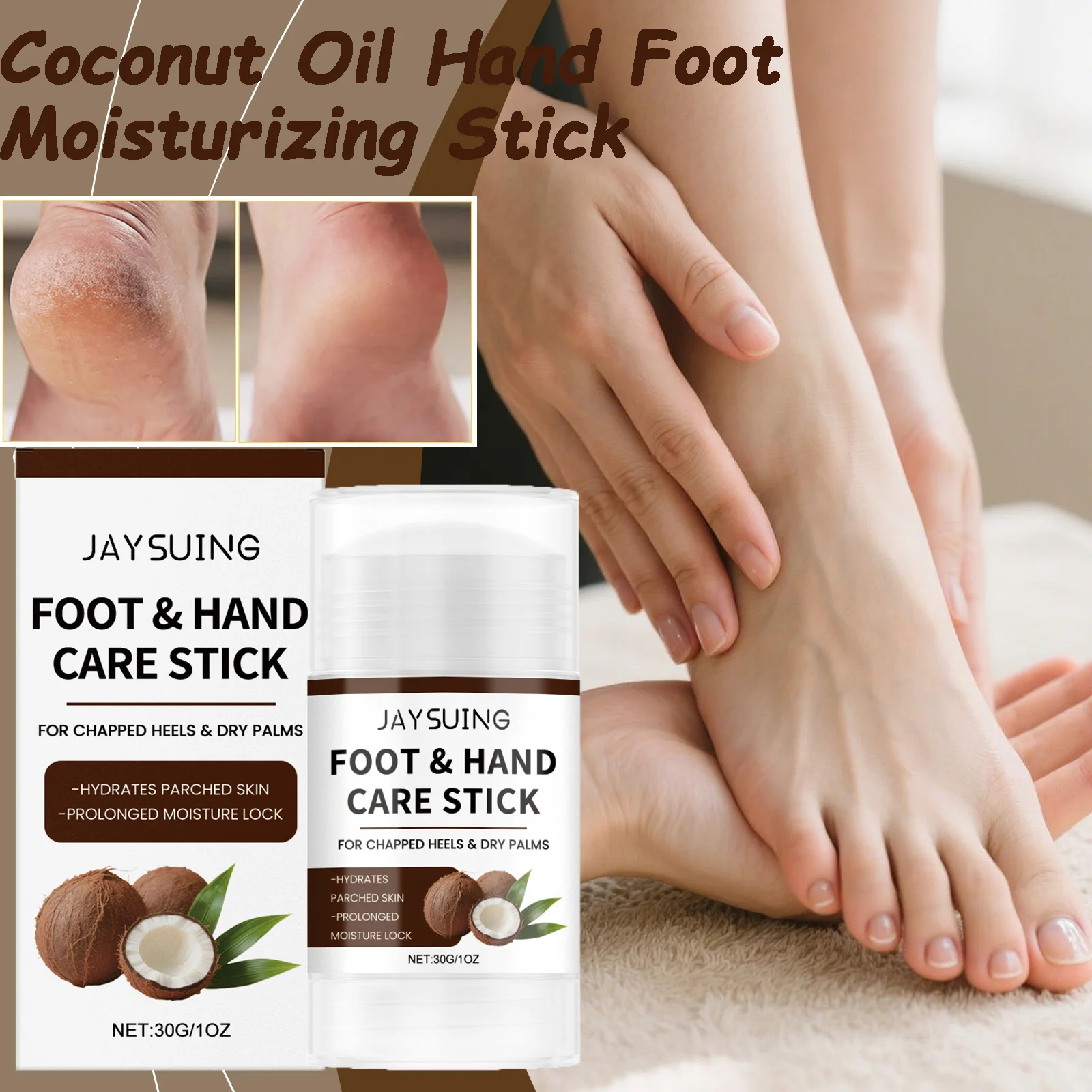 

Coconut Oil Hand Foot Moisturizing Stick Exfoliating Hydrating Improve Dry Cracked Skin Soft Smooth Skin Hand Foot Care Stick