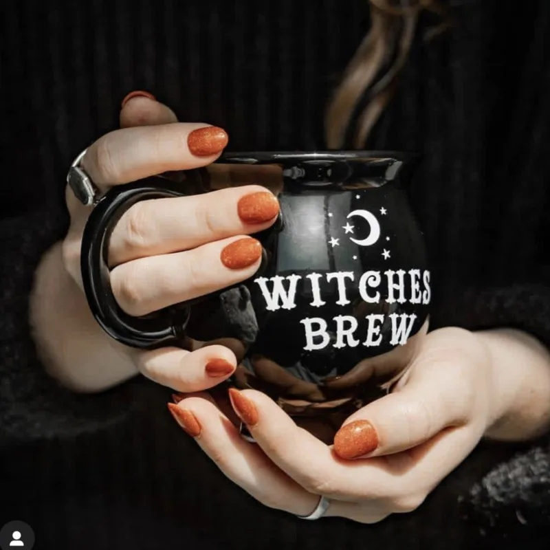 Halloween Witches Brew Cauldron Cup Witch Wizard Refining Medicine Cauldron Ceramic Mug Gothic Black Mug Halloween Home Decor