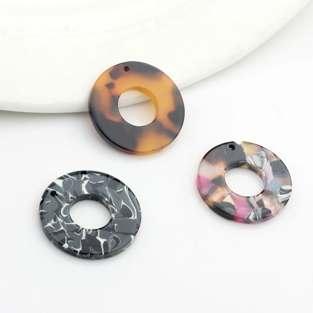 Acetic Acid Resin Charms Pendants Flat Smooth Round Circle Charms Pendants 23mm For DIY Jewelry Making Finding Accessories