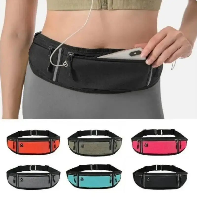 Waterproof Lightweight Reflective Strip Waist Fanny Pack Gym Sports Running Waist Bag Adjustable Elastic Straps