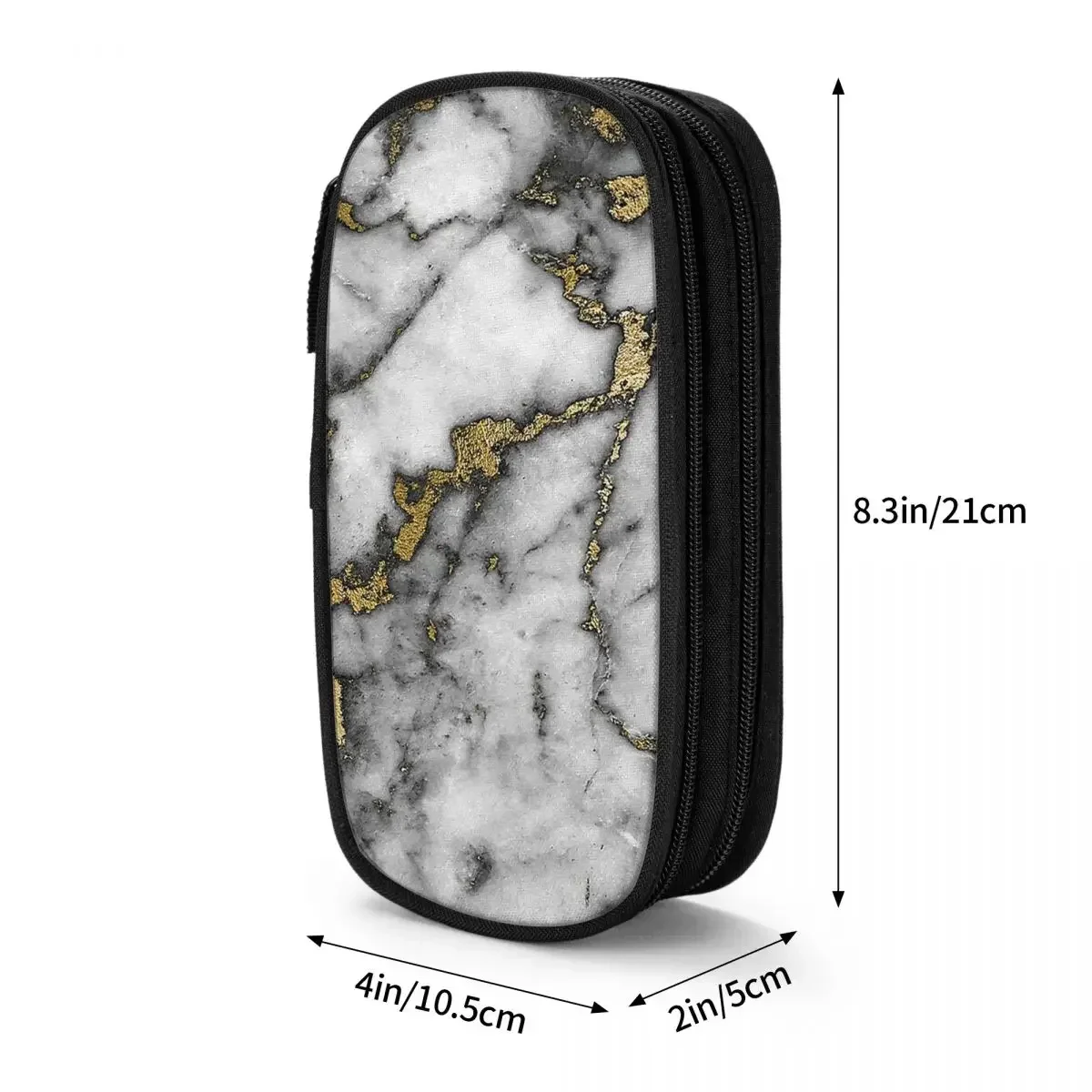 グレー大理石ゴールド縞模様鉛筆ケースクリエイティブペンバッグ学生大容量学生スクールギフト筆箱
