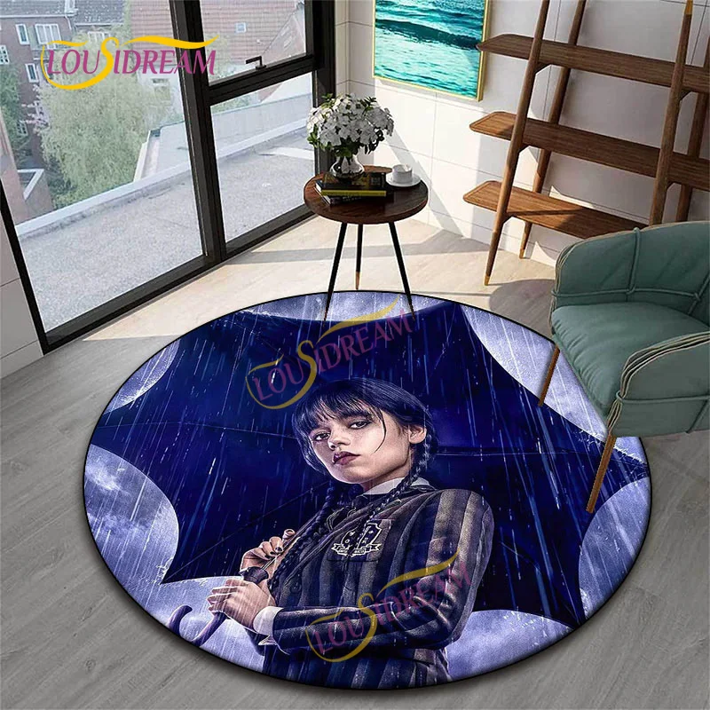 Halloween comedy element home area Wednesday Addams round game decoration bathroom kitchen non-slip mat carpet