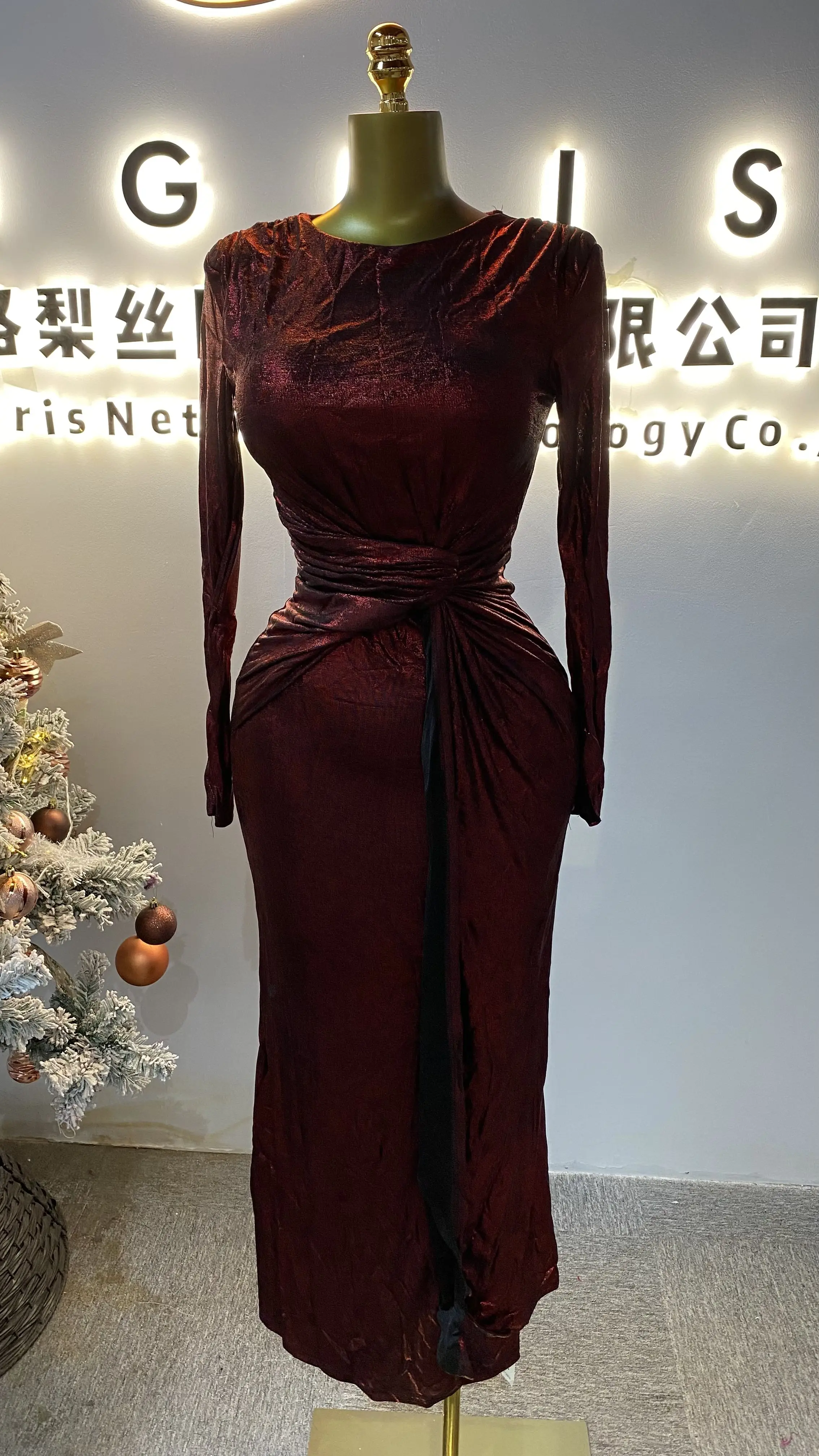 وصول جديد: فستان سهرة أنيق بكشكشة مطرزة وأكمام منتفخة وقماش شاش - فستان حفلات نسائي إسلامي-GZXX093 #5