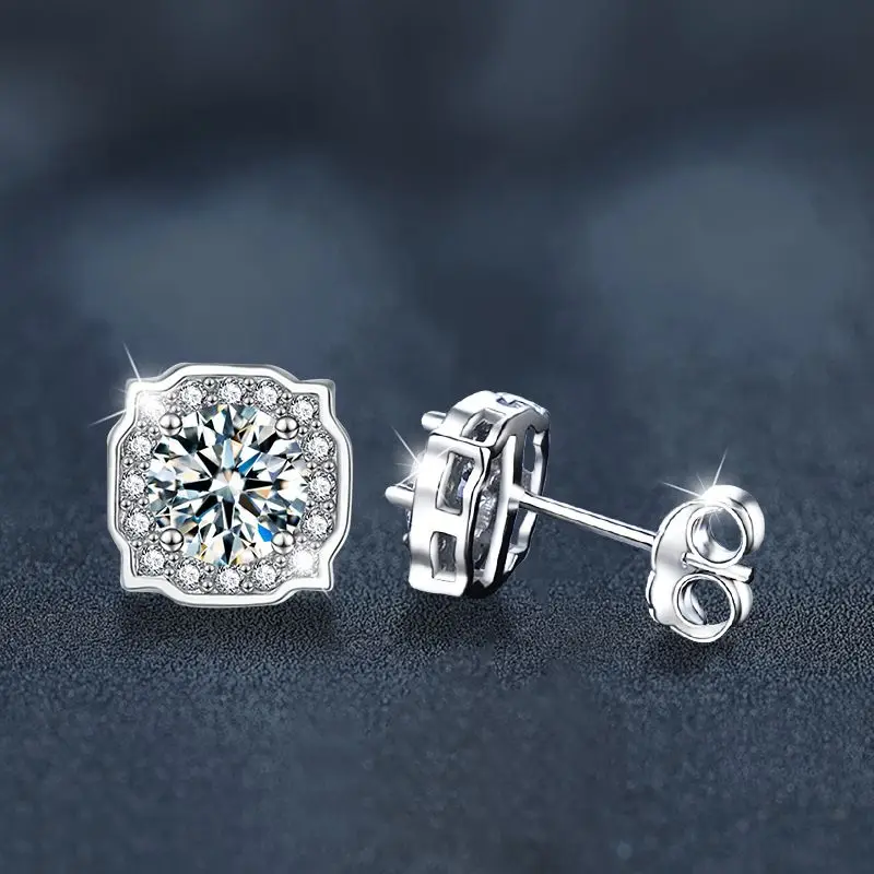 Modische Bestseller 100% Moissanit 1-Karat S925 Sterling Silber Runde Ohrstecker für Damen Hochwertige Hochzeitsschmuckstücke – Detail 13