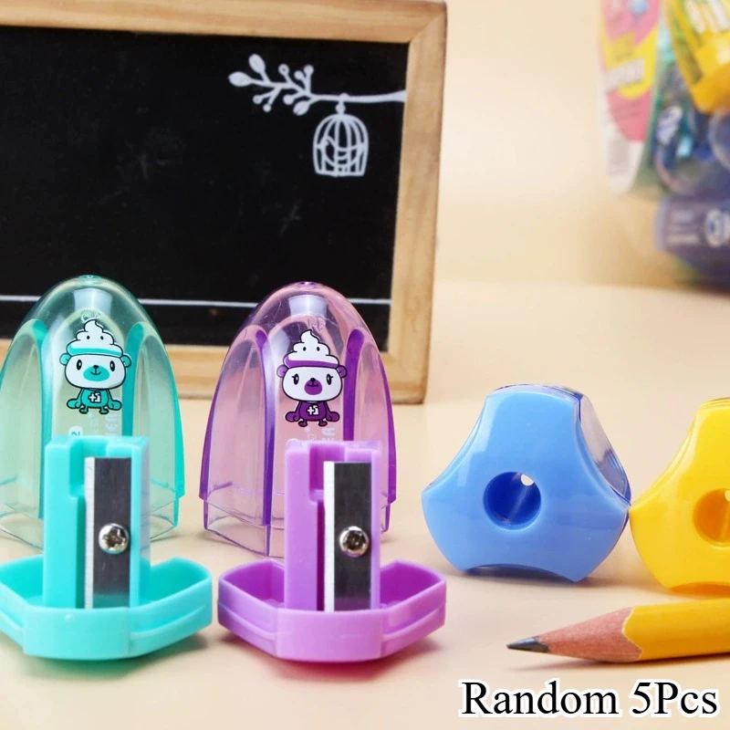 Random 5Pcs Cute Manual Pencil Sharpeners Suitable For School & Office, Portable Colorful Sharpeners Stationery School Office Su