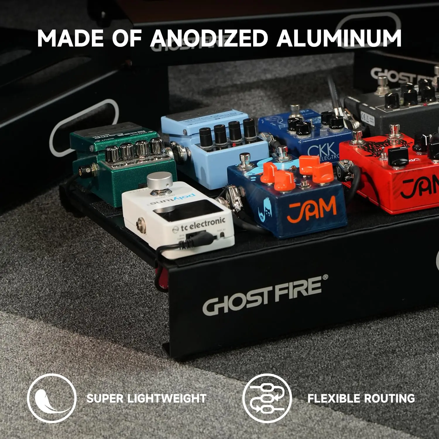 GHOSTFIRE Pedal Board ultrasottile effetto chitarra pedaliera in lega di alluminio ed effetti borsa a pedale accessori per chitarra, Serie U