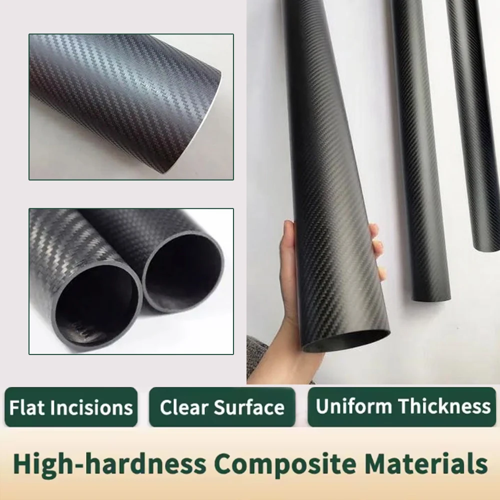 2Pcs Carbon Fiber Tubes, 21mm*23mm*500mm 3K Roll Wrapped Twill Matte Finish for Quadcopter Multicopter High Strength Lightweigh