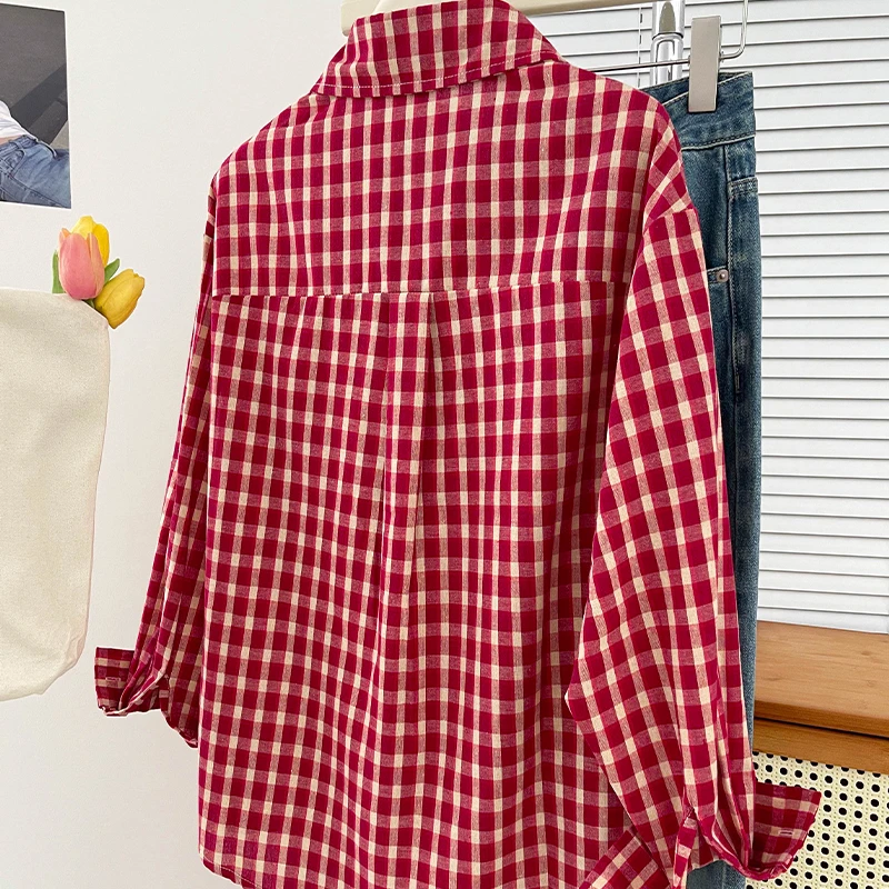 Trendy New Plaid Shirt for Women Korean Style Y2K Casual Loose Slimming Shirt Versatile Long Sleeve Jacket image 3